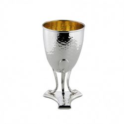 Hammered Italian Sterling Silver Kiddush Cup & Plate