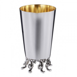 Unique Italian Sterling Silver Kiddush Cup And Plate