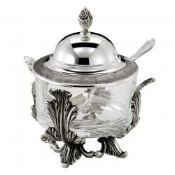 Italian Sterling Silver Honey Dish with leaf design
