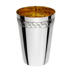 Italian Sterling Silver Engraved Kiddush Cup